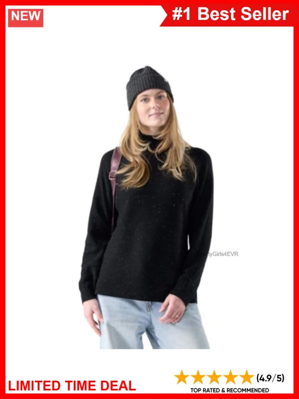 Merino Wool Tunic Sweater Long Sleeve Regular Fit Pullover Women's